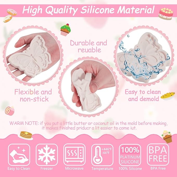 1Pcs Butterfly Silicone Mold, Chocolate Fondant Molds Butterfly Resin Mold for Home Baking Cake Decoration Cupcake Topping Candy Biscuit Flower Paste Modeling Clay Resin Crafts Wax Plaster