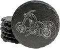 Level Up Your Man Cave: Rustic Chopper Coasters for The Motorcycle Enthusiast - Round Slate - Set of 8