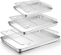 TeamFar Baking Sheet with Rack Set (3 Pans + 3 Racks), 19.6/16/12.5 Inch Stainless Steel Cookie Sheets Baking Pans Trays and Cooling Racks for Cooking Roasting, Non-Toxic & Heavy Duty, Dishwasher Safe