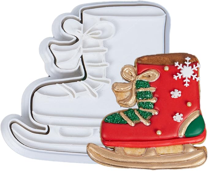 Flycalf Christmas Cookie Cutters for Holiday Baking, with 3D Stamper PLA Snowflake Shapes Kitchen Cake Decorating Birthday Gifts Party Pastry Mold Supplies Biscuit Fondant Tools