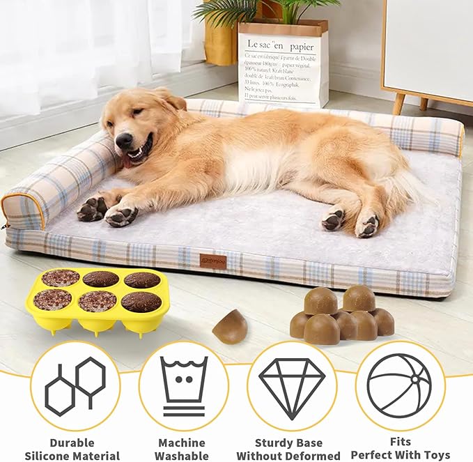 2Pcs 6 Cavities Silicone Molds for Dog Treats with Lids Compatible with Woof Pupsicle Large Refill and Power Chewer Pupsicle, Frozen Dog Treat Holder Woof Dog Treats Popsicle Dog Toy Dog Treat Maker