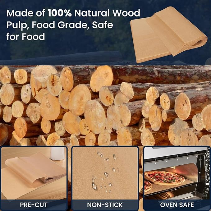 500 PCS Parchment Paper Sheets 12x16 Inch, Unbleached Parchment Paper for Baking, Non-Stick Precut Parchment Sheets for Baking Grilling Frying Steaming