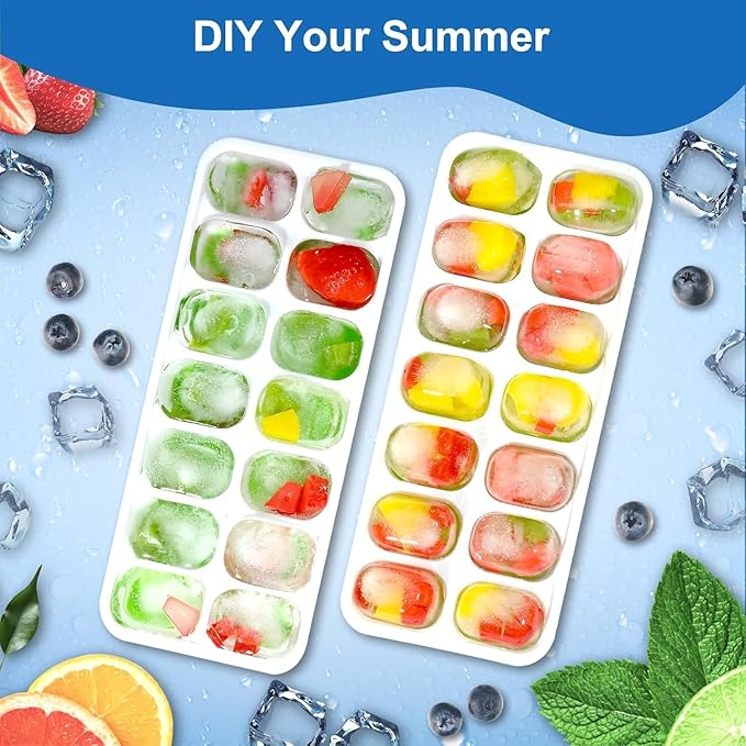Ice Cube Tray, Ice Cube Trays for Freezer 5 Pack with Lids, Ice Tray Easy-Release, Ice Trays for Freezer Stackable, Silicone Ice Cube Tray for Drinks, Coffee - BPA-Free and Odor-Free