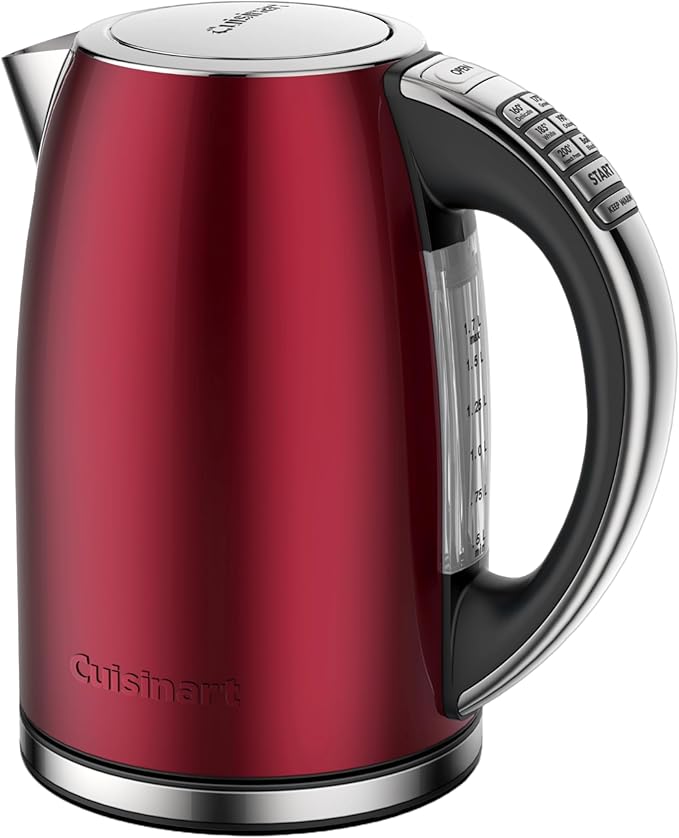 Cuisinart PerfecTemp 1.7-Liter Electric Kettle, Cordless Electric Tea Kettle, 1500W for Fast Heat-Up, 6 Preset Temperatures, 30-Minute Keep Warm, Stay Cool Nonslip Handle, Red CPK-17P1R