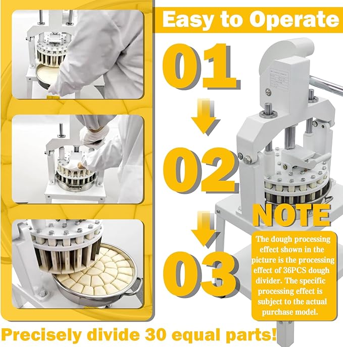 TECHTONGDA Commercial Dough Divider Rounder Machine Manual 30PCS Dough Cutter Hand Press Bread Bakery Dough Dividing Machine