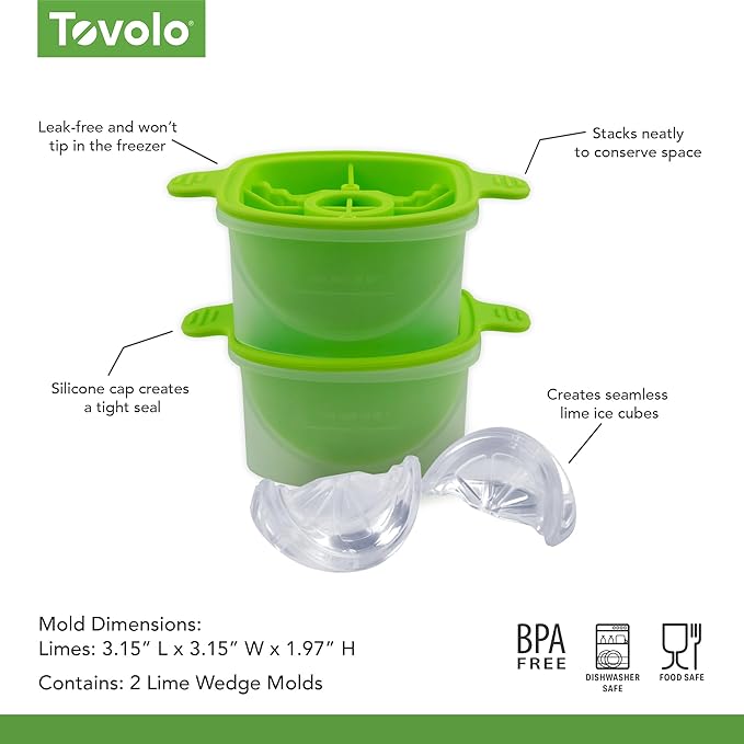 Tovolo Ice Cubes Mold Pack of 2 Large Craft Ice Molds for Whiskey Bourbon Cocktails, Easy Fill No Leak Silicone Ice Molds Gift for Him Stackable Dishwasher Safe BPA Free Heart Ice
