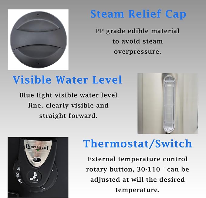 Electric Hot Milk Kettle Warmer Stainless Steel Hot Milk Dispenser Hot Milk Boiler And Warmer with Double Liner Quick-Temp or Boil for Milk Tea Coffee 1500W 8.8 Liter Capacity