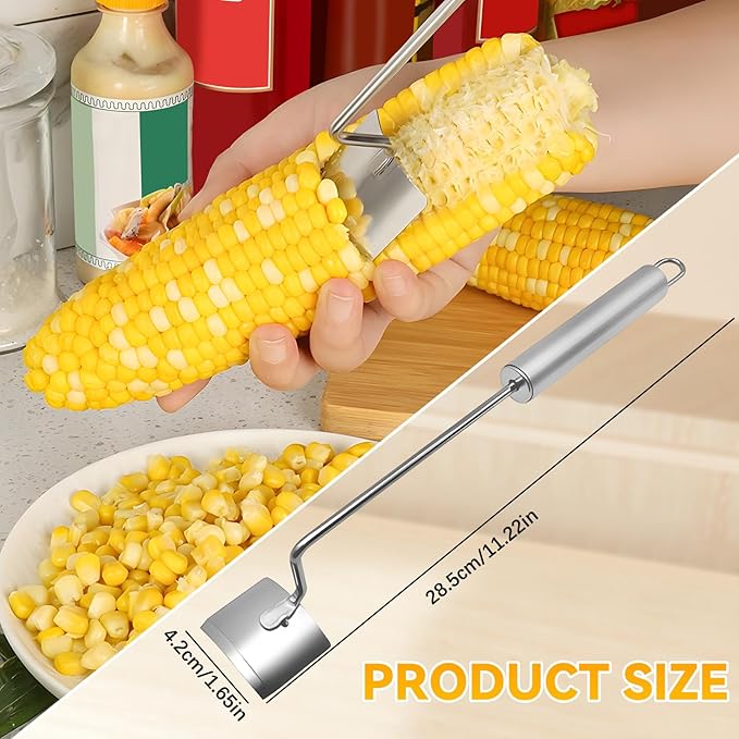 Corn Peeler for Corn On the Cob, NEW Long Handle Stainless Steel Corn Stripping Tool,Corn Cob Stripper Tool,Corn Peeler for Home Kitchen & Outdoor Dining (1PCS)
