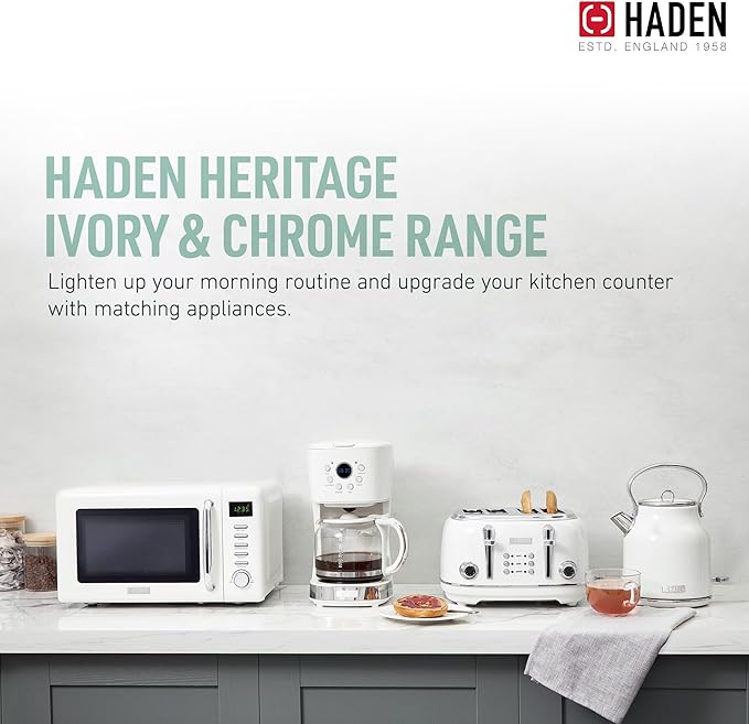 HADEN Coffee Machine, 12 Cup Programmable Drip Coffee Maker, Ivory & Chrome