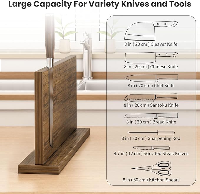Extra Large Magnetic Knife Holder, Double-Sided Magnetic Knife Block Universal Multi-function Display Rack for Kitchen Counter (Rub Color)