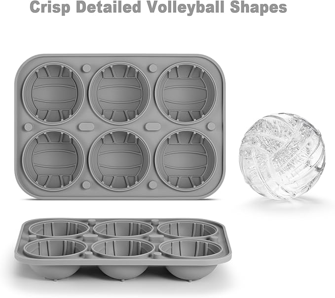 Nax Caki 3D Volleyball Ice Cube Tray, Large Volleyball Silicone Fun Shapes Whiskey Ice Mold with Funnel for Cocktails, Bourbon,Brandy, Whiskey Gifts for Men