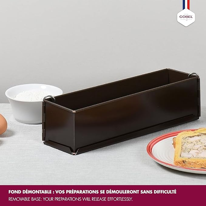 GOBEL - Non-Stick Springform Pâté and Long Loaf Pan - Removable Bottom - 13 7/8" x 3 1/8" x 3 1/8" - Made in France