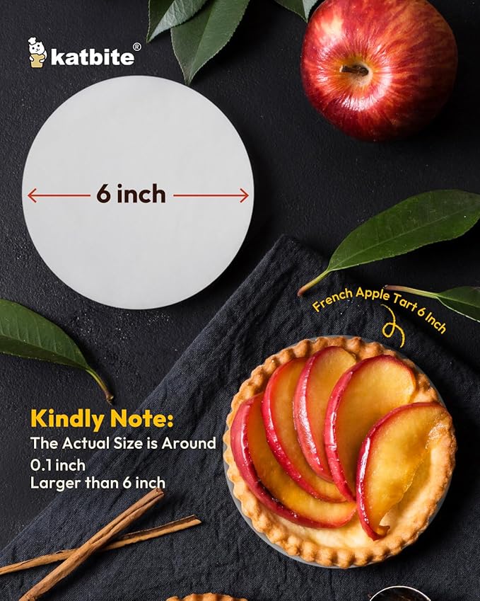 Katbite 400Pcs 6 Inch Parchment Paper Rounds, Round Parchment Paper for Cake Baking, Patty Separating, Tortilla Wrapping(2 Pack of 200Pcs)