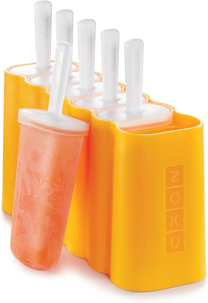 ZOKU Mod Pops, 6 Classic Popsicle Molds in One Compact Tray With Sticks and Drip Guards, Easy-Release, BPA-free