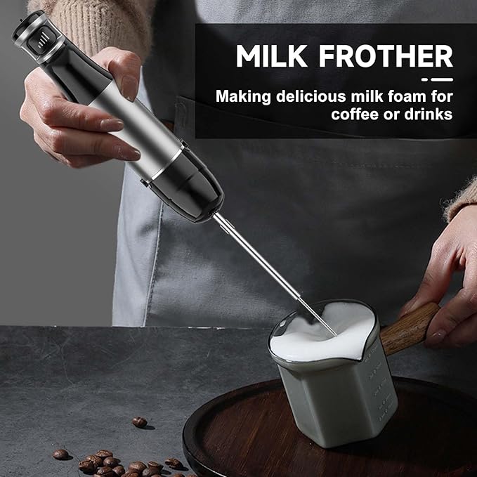 Immersion Blender handheld Powerful 1000W 5 in 1 Hand Blender Corded Hand Mixer Heavy-Duty Stainless Steel Blades Handheld Blender with Milk Frother, Egg Whisk, 600ml Beaker, 500ml Chopper
