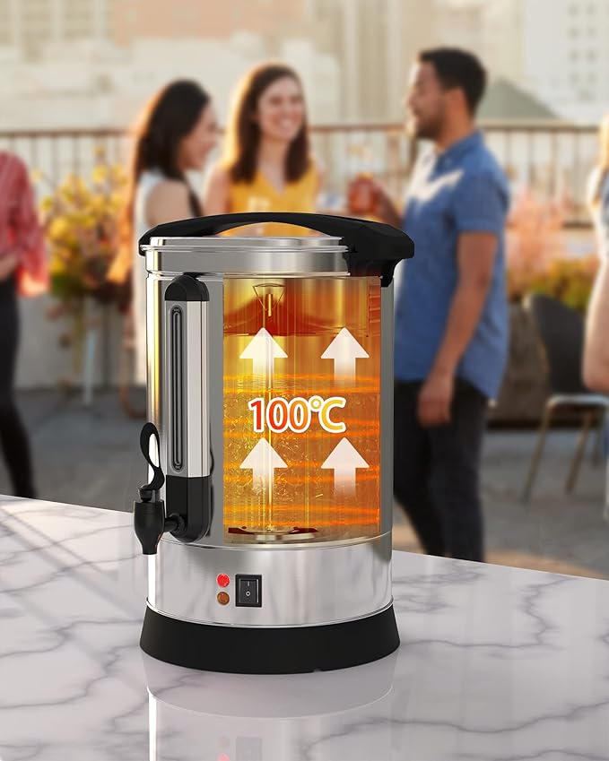 Garvee 100 Cup Fast Brew Commercial Coffee Urn, Food Grade Stainless Steel Large Capacity Coffee Maker Perfect for Church, Meeting rooms, Lounges, and Other Large Gatherings-14 L