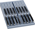 Domax Bamboo In-drawer Knife Block - Knife Drawer Organizer Insert Large Handle Steak Knife Holder, Kitchen Drawer Knife Organizer Fits for 16 knives and 1 Sharpening Steel (Not Included), Gray