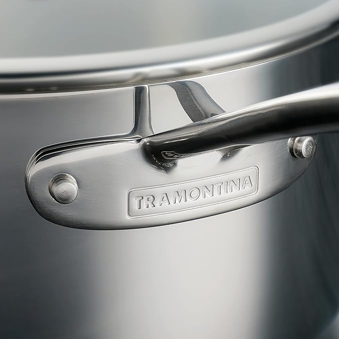 Tramontina Tri-Ply Clad Stainless Steel 6-Quart Saute Pan with Glass Lid, Induction-Ready Cooking Pan, Dishwasher-Safe, NSF-Certified