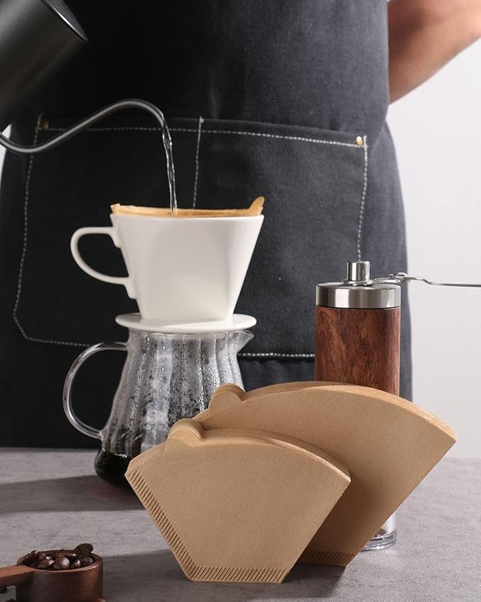Natural Unbleached Coffee Filters, Size for 8-12 Cup Drip Coffee Makers, Cone Shape Design Prevents Leaks & Blowouts, Disposable for Pour Over & Automatic Machines