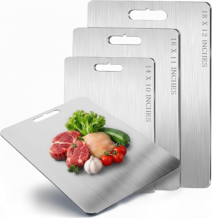 Large Titanium Cutting Board 18x12-2 Mm, 100% Pure Titanium Cutting Boards For Kitchen, Stays Flat & Odor-resistant, Non-porous, Dishwasher-safe, Reversible - Multi-use: Pastry, Prep & Serve, Bbq.