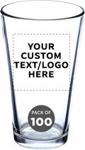 Custom Libbey Pint Glass 16 oz. Set of 100, Personalized Bulk Pack - Beer Glasses, Heavy Duty Drinkware - Clear