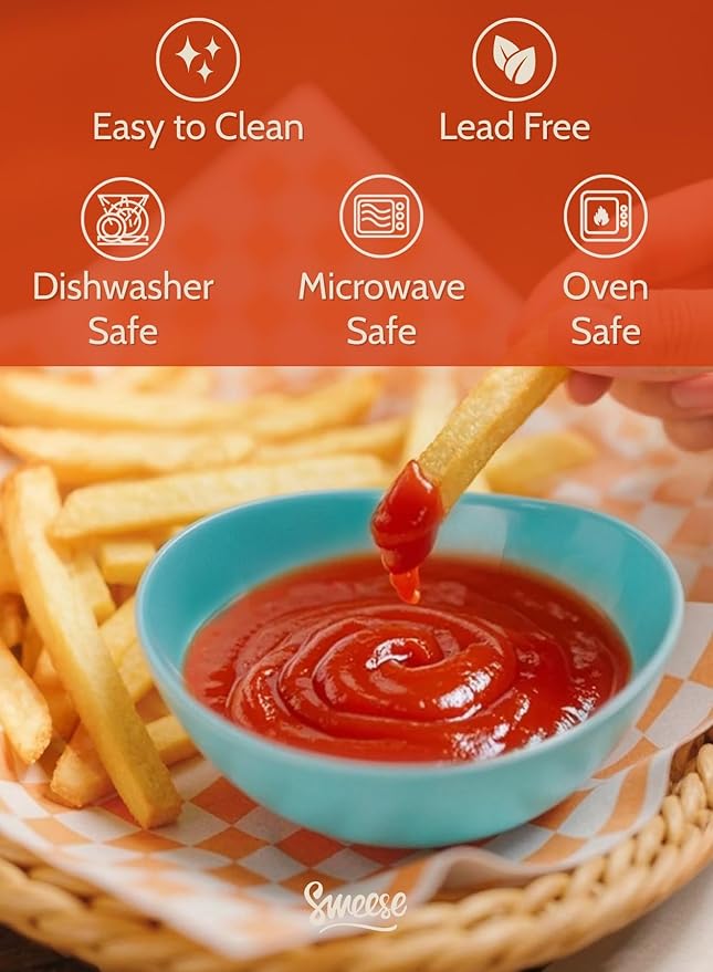 Sweese 4 oz Very Small Porcelain Bowls - Set of 6 Sauce, Salsa, Dipping, Ceramic Bowls for Condiments & Charcuterie - Rainbow Colored