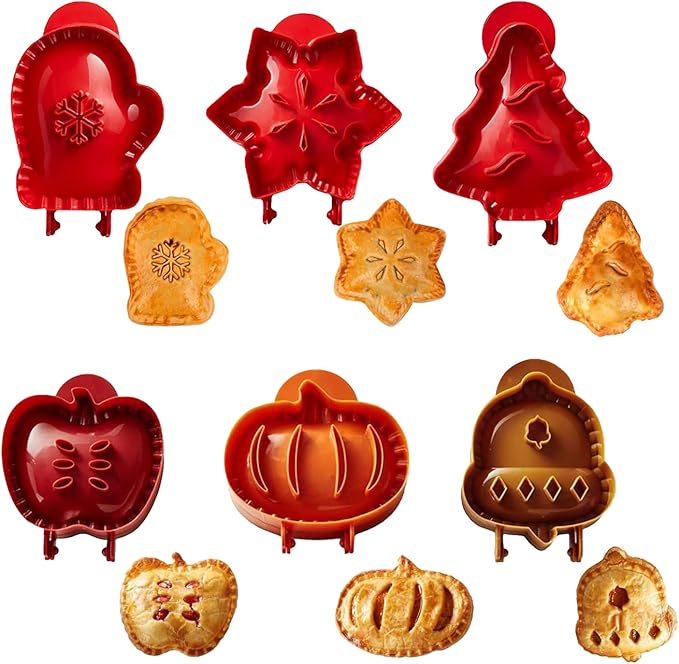6PCS Mini Hand Pie Molds,Party Potluck Hand Pie Molds for Baking,Fits All Kinds of Festivals and Parties (6PCS-C)