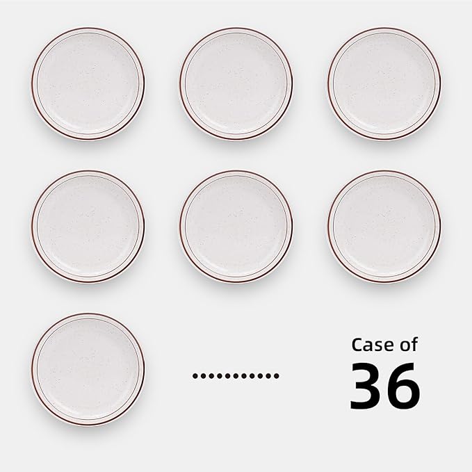 Stoneware Narrow Rim Brown Speckle, Plate 6.5", Case of 36