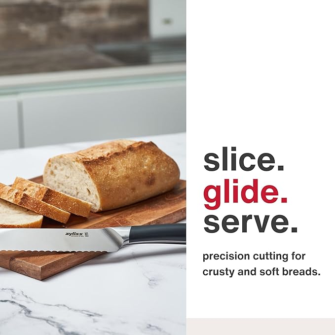 Zyliss Comfort Pro Bread Knife - Full Tang Bread Knife - Ice Hardened Stainless Steel Kitchen Knife - Crumble-Free Kitchen Cutlery - Black/Stainless Steel - 8 inches