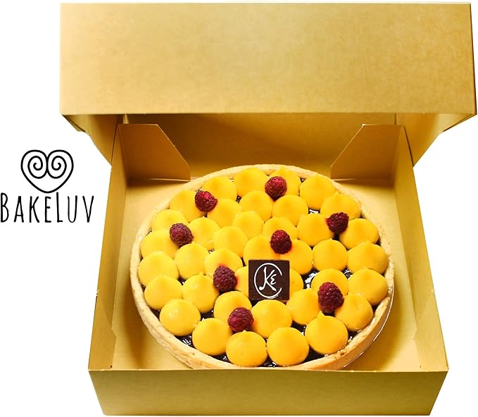 BAKELUV Pie Boxes for 9 Inch Pie | Brown, 12 Pack | 9x9x2.5 Bakery Box with Window, 9x9 Cookie Box, 9 Inch Pastry Boxes with Window Bulk, Cake Boxes, Auto Pop Up