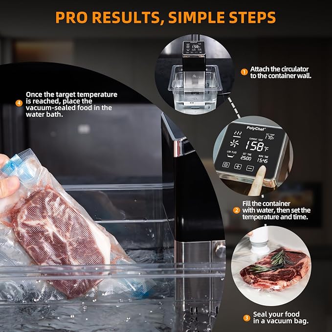 Anchorchef Sous Vide 1400W Precision Cooker, Professional Sous Vide Cooker with Stainless Immersion Circulators, with large Touchscreen Accurate Temperature Timer, Fast-Heating, Powerful Pump Design
