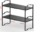 Expandable Shelf for Cabinet Organizer Adjustable Stackable Spice Rack at Kitchen and Bathroom More, Counter Countertop Cupboard Organization Pantry Storage(LARGE/2PACKS/BLACK)