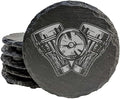Power & Protection: V-Twin Engine Coasters for Your Ride - Round Slate - Set of 5