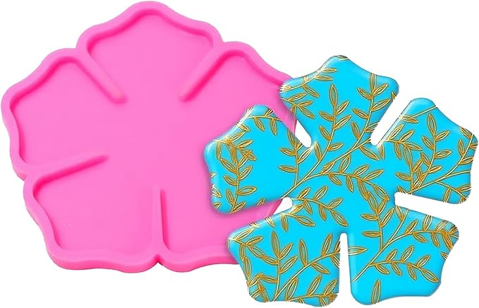 Coaster Resin Epoxy Molds for Casting Flower Shape Silicone Geode for Making Cup Mats Agate Coaster Mold Wine Glass Holder Home Decor DIY Craft Project