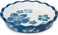 Pie Pan Ceramic Pie Plate, 9 inch Deep Dish Pie Pans, Nonstick Pie Pans for Baking, Blue and White Floral Pie Dish For Kitchen