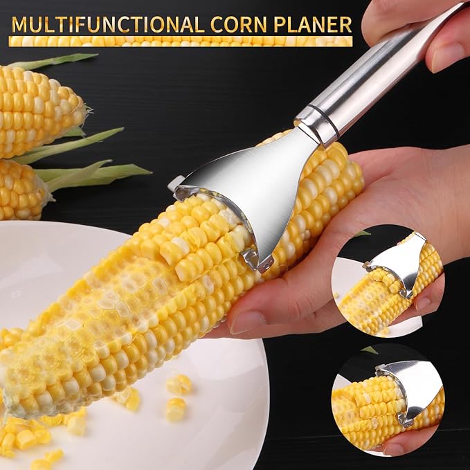 Magic Corn Peelers, Corn Stripper Corn Cob Stripper Tool,Corn Cob Peeler,Stainless Steel Corn Thresher With Ergonomic Handle For Kitchen Gadget (2pcs)