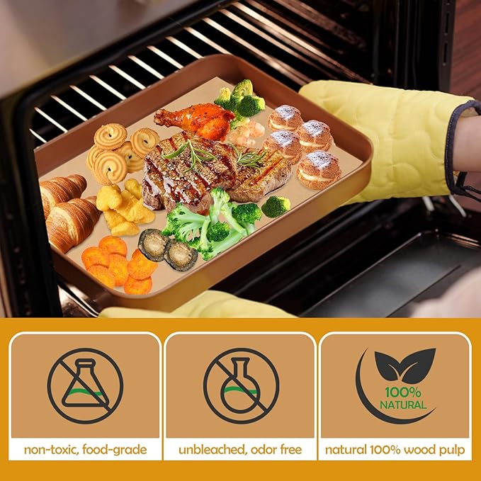 600Pcs Unbleached Parchment Paper Sheets for Baking, 12 x 16 Inch, Non-Stick Precut Half Sheet Parchment Paper for Baking, Cooking, Air Fryer, Oven (brown-12" x 16"-600pack)