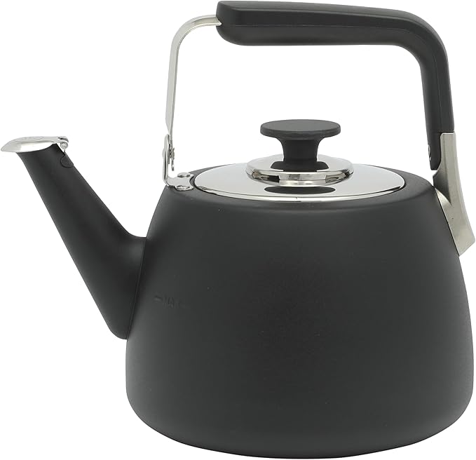 Sur La Table Kitchen Essentials Large 2 QT Heavy Gauge Stainless Steel Tea Kettle - Matte Black