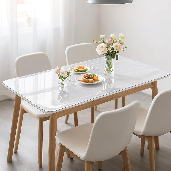 Clear Table Protector 30 x 60 Inch, 1.9mm Thick Waterproof PVC Plastic Table Cover, Durable Table Pad for Dining Room, Kitchen, Writing Desk, and Coffee Tables