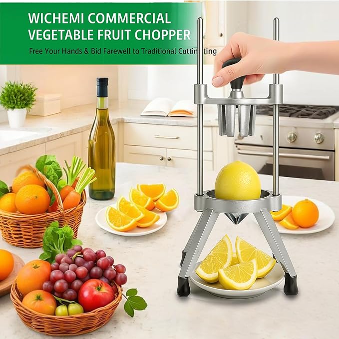 Commercial Easy Wedger Lemon Cutter Fruit Orange Lime Slicer 8 Section 304 Stainless Steel Blade Vegetable Tomatoe Potatoe Chopper Dicer for Home Bar Restaurant