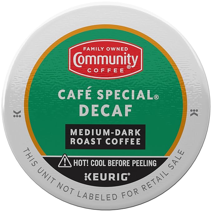 Community Coffee Café Special Decaf, Medium-Dark Roast, Single-Serve Keurig K-Cup Pods, 32 Count (Pack of 1)