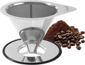 Mongdio Pour Over Coffee Dripper, Stainless Steel Coffee Dripper, Reusable Metal Coffee Filter, Double Mesh Design of Pour Over Coffee Maker, With Removable Base, 1-2 Cups