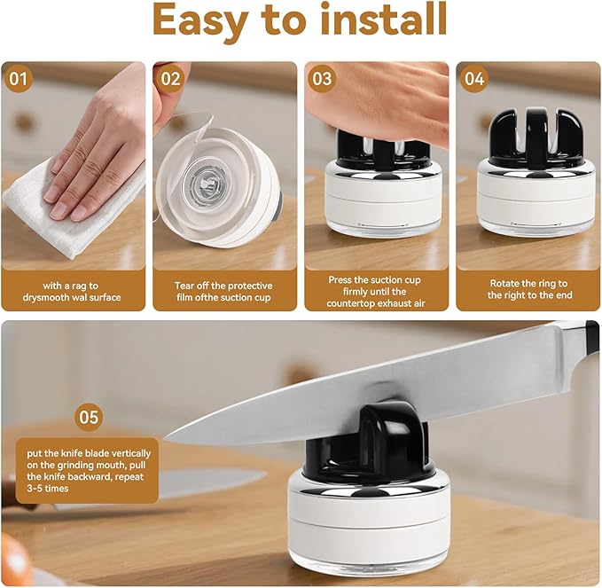 Hands Free Knife Sharpener with Suction Base Multi-Angle Pocket knives sharpene & Kitchen Knife Sharpener with Suction Base For All Knives: Chef’s, Serrated, and Hardened Steel