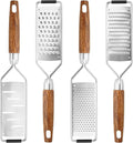 SHIKORI Stainless Steel & Wood Cheese Grater with Protective Cover - Modern, Brown