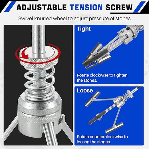 DASBET Engine Brake Cylinder Hone | Engine Cylinder Hone Tool for Grinding Holes Adjustable Deglazer 2" to 6-1/2" Diameter with Extra 3-Piece 3'' Long Stones 220 Grit (3")