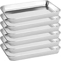 6 Pack Stainless Steel Baking Sheet Pans, 9" L × 7" W × 1" H Cookie Sheets for Toaster Oven, Rust-Resistant, Dishwasher Safe