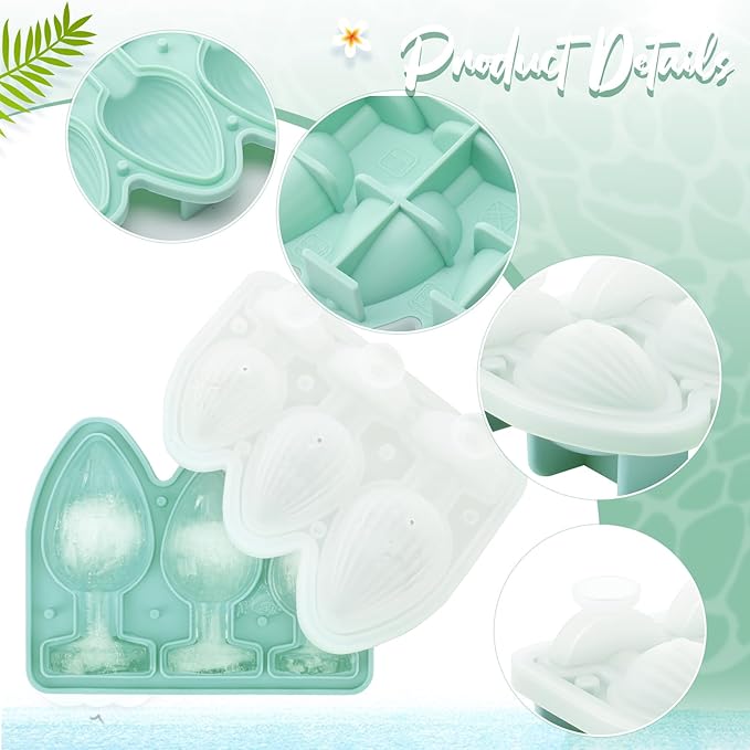 Hoolerry Ice Cube Molds Cube Trays Fun Shapes Silicone Ice Ball Maker with Lid for Whiskey Cocktails Juice Drinks Beverage Crafting Accessories White Elephant Gifting(Green,Multi-size)
