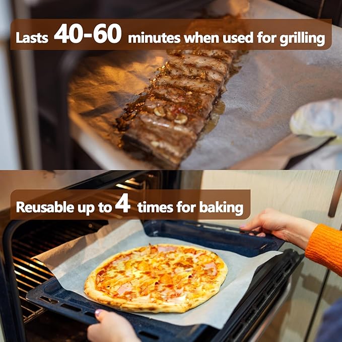 100PCS Thickened Precut Parchment Paper Sheets, 16×24 In Heavy Duty Non-Toxic Oven Liners for Bottom of Oven for Baking, Grilling, Steaming, Non-Stick & Comes in Convenient Packaging, Brown