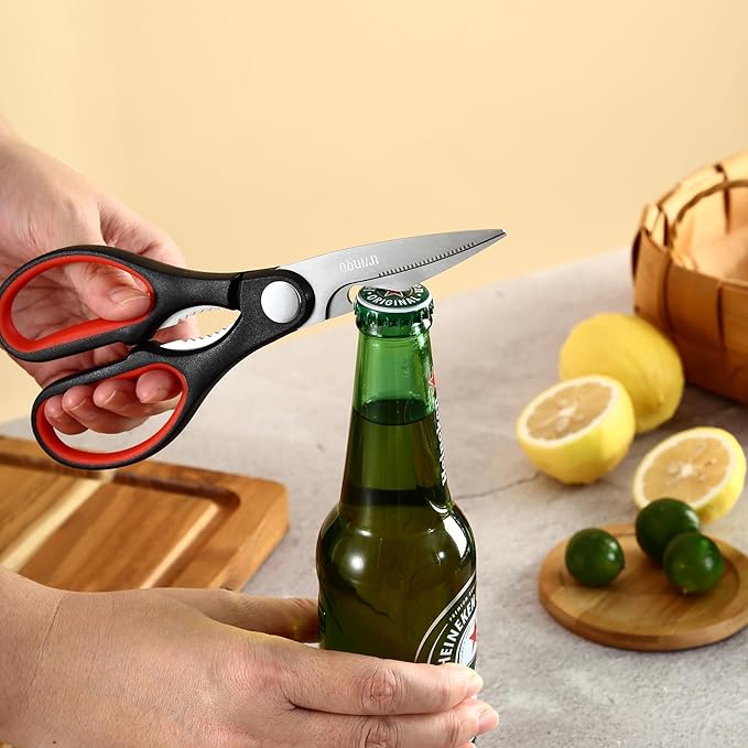 LIVINGO 8" Kitchen Scissors All Purpose - 2 Pack Heavy Duty Kitchen Meat Shears, Stainless Steel Multi-function Food Scissors for Cooking Cutting Chicken, Turkey, Bones, Poultry, Fish, and Vegetables