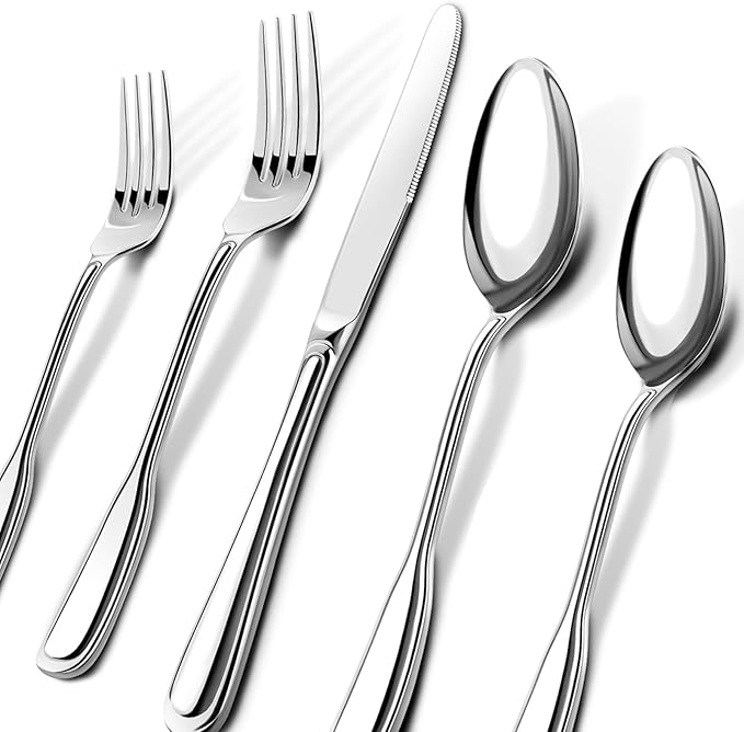 Silverware Set For 12, 60 Piece Flatware Cutlery Set With Ergonomic Wide Handles, Mirror Polished Stainless Steel Utensils Set For Kitchen, Dishwasher Safe For Home, Restaurant, Party